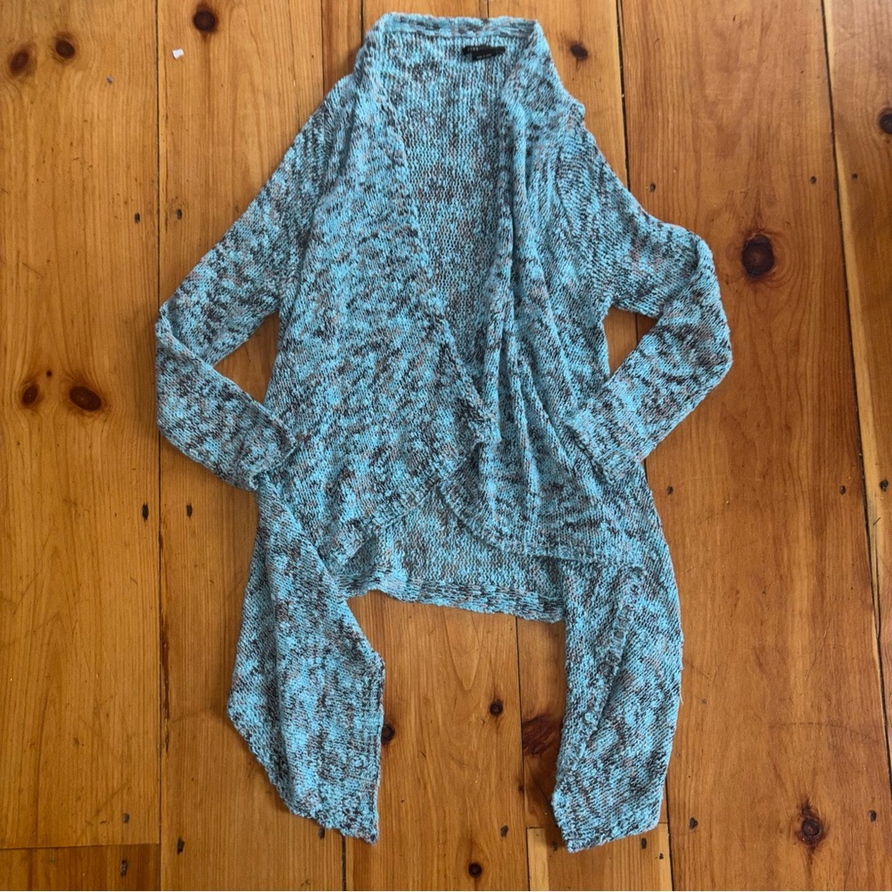BCBG Max Azria Blue Marled Waterfall Cardigan Size L